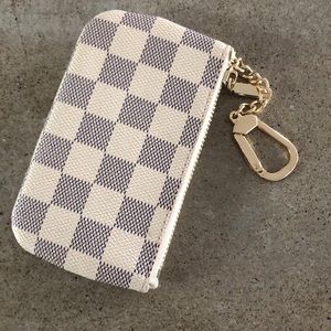 Daisy Rose Luxury Zip Checkered key chain pouch